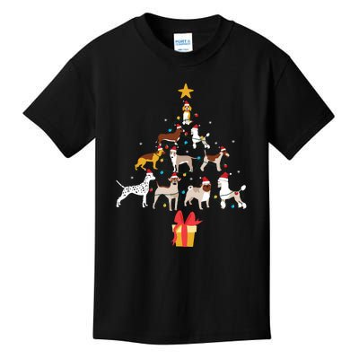 Dog Christmas Tree Lights Dog Lover Funny Xmas Kids T-Shirt