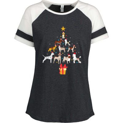 Dog Christmas Tree Lights Dog Lover Funny Xmas Enza Ladies Jersey Colorblock Tee