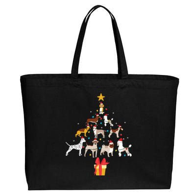 Dog Christmas Tree Lights Dog Lover Funny Xmas Cotton Canvas Jumbo Tote