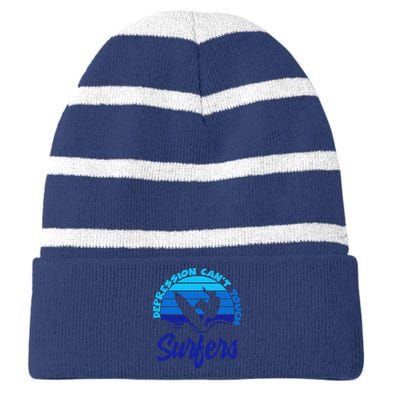 Depression Cant Touch Surfers Striped Beanie with Solid Band