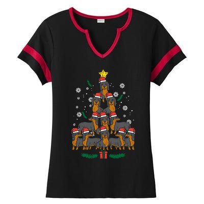 Dachshund Christmas Tree Wiener Dog Xmas Cute Gift Ladies Halftime Notch Neck Tee