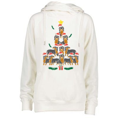 Dachshund Christmas Tree Wiener Dog Xmas Cute Gift Womens Funnel Neck Pullover Hood