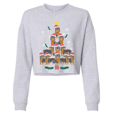 Dachshund Christmas Tree Wiener Dog Xmas Cute Gift Cropped Pullover Crew