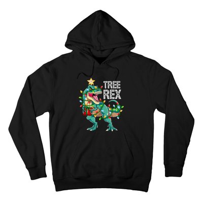 Dinosaur Christmas Tree Lights T Rex Gifts Christmas Hoodie