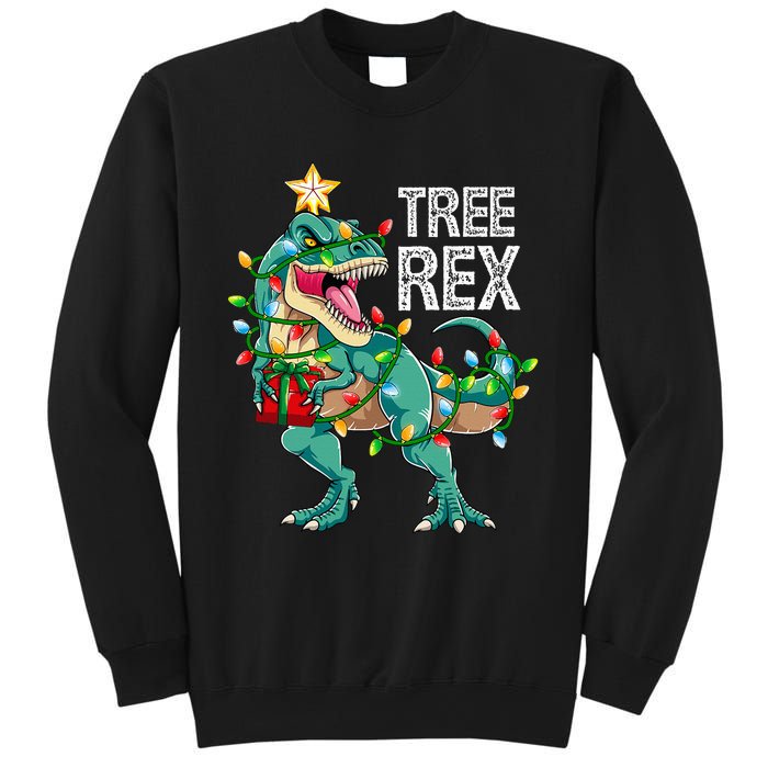 Dinosaur Christmas Tree Lights T Rex Gifts Christmas Sweatshirt