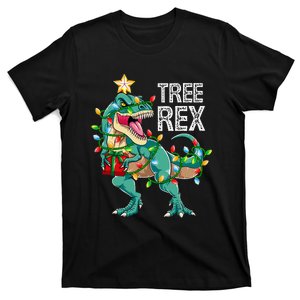 Dinosaur Christmas Tree Lights T Rex Gifts Christmas T-Shirt