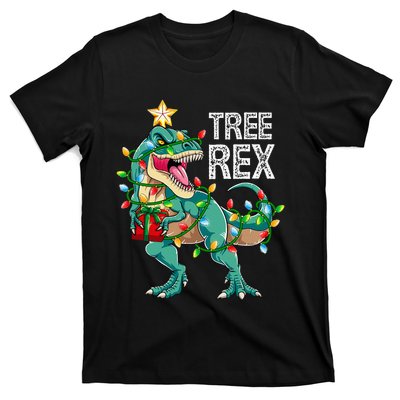 Dinosaur Christmas Tree Lights T Rex Gifts Christmas T-Shirt