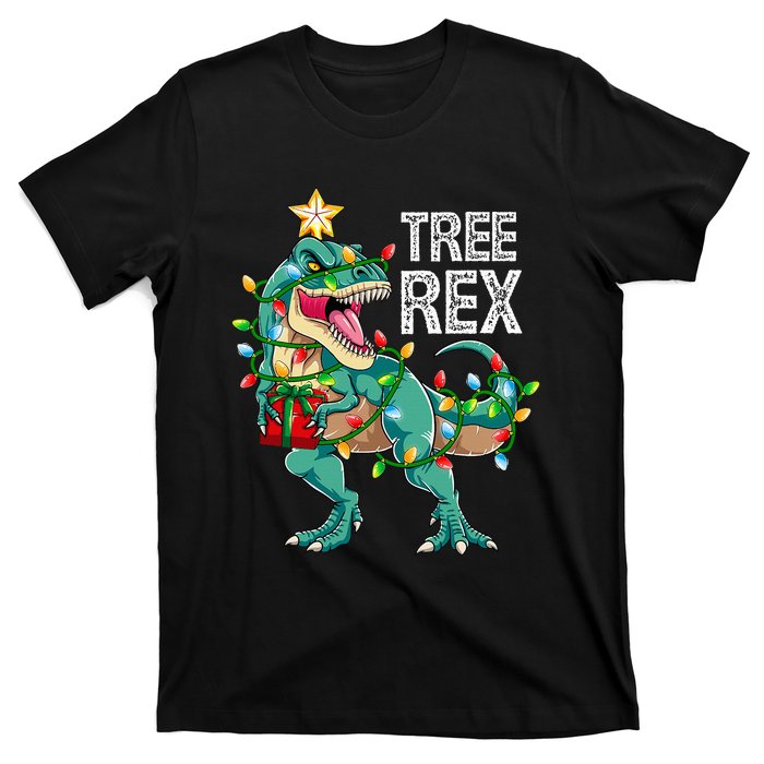 Dinosaur Christmas Tree Lights T Rex Gifts Christmas T-Shirt