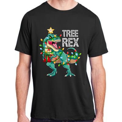 Dinosaur Christmas Tree Lights T Rex Gifts Christmas Adult ChromaSoft Performance T-Shirt