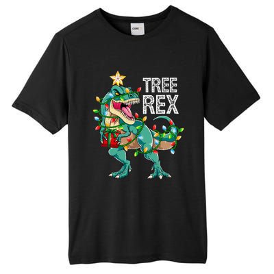 Dinosaur Christmas Tree Lights T Rex Gifts Christmas Tall Fusion ChromaSoft Performance T-Shirt