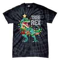 Dinosaur Christmas Tree Lights T Rex Gifts Christmas Tie-Dye T-Shirt