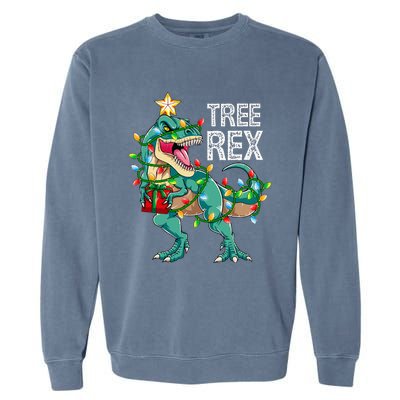 Dinosaur Christmas Tree Lights T Rex Gifts Christmas Garment-Dyed Sweatshirt