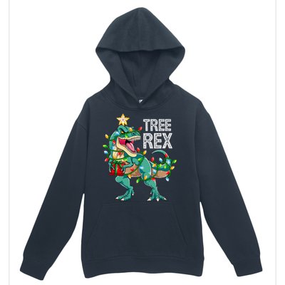 Dinosaur Christmas Tree Lights T Rex Gifts Christmas Urban Pullover Hoodie