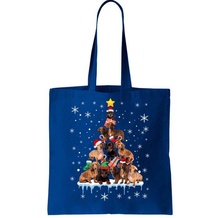 Dachshund Christmas Tree Funny Santa Reindeer Lover Gift Tote Bag