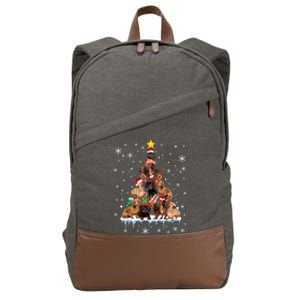 Dachshund Christmas Tree Funny Santa Reindeer Lover Gift Cotton Canvas Backpack