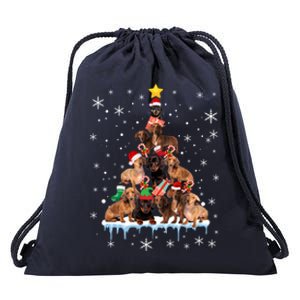 Dachshund Christmas Tree Funny Santa Reindeer Lover Gift Drawstring Bag