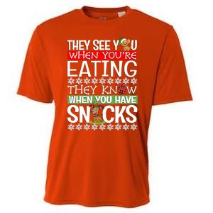 Dog Christmas They See You When Your Eating Christmas Pajama Cute Gift Cooling Performance Crew T-Shirt