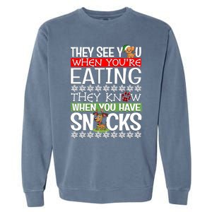 Dog Christmas They See You When Your Eating Christmas Pajama Cute Gift Garment-Dyed Sweatshirt