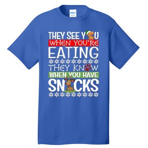 Dog Christmas They See You When Your Eating Christmas Pajama Cute Gift Tall T-Shirt