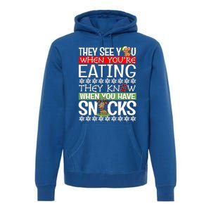 Dog Christmas They See You When Your Eating Christmas Pajama Cute Gift Premium Hoodie