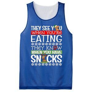 Dog Christmas They See You When Your Eating Christmas Pajama Cute Gift Mesh Reversible Basketball Jersey Tank