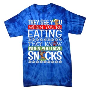 Dog Christmas They See You When Your Eating Christmas Pajama Cute Gift Tie-Dye T-Shirt