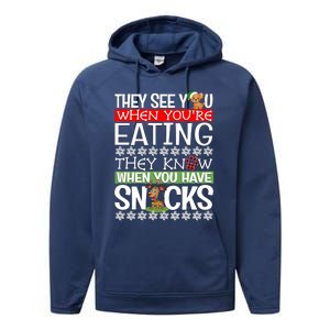 Dog Christmas They See You When Your Eating Christmas Pajama Cute Gift Performance Fleece Hoodie