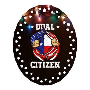 Dual Citizen Texas Pride Usa And Texas Flag Texan Ceramic Oval Ornament