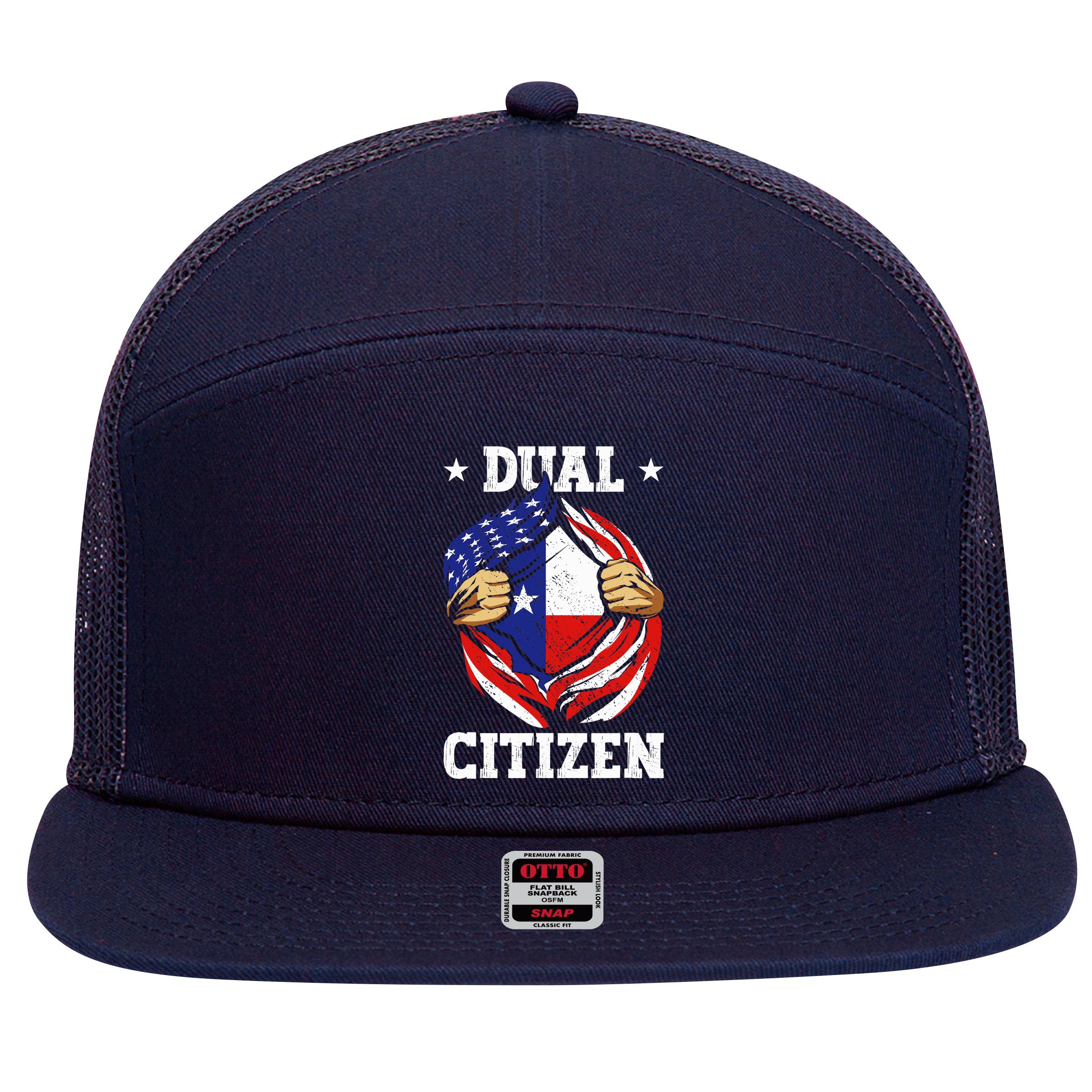Dual Citizen Texas Pride Usa And Texas Flag Texan 7 Panel Mesh Trucker Snapback Hat