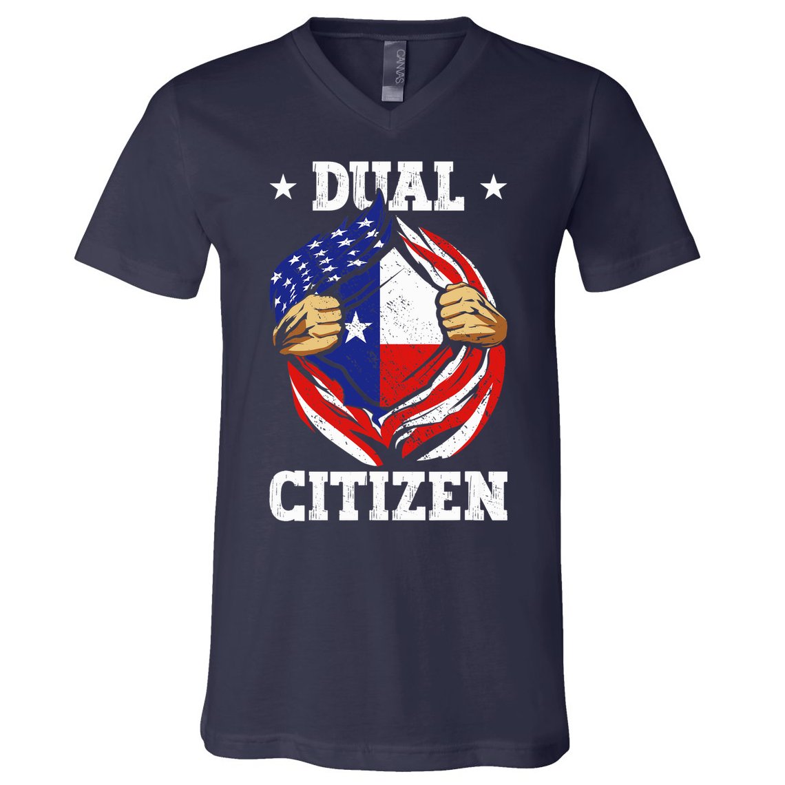 Dual Citizen Texas Pride Usa And Texas Flag Texan V-Neck T-Shirt