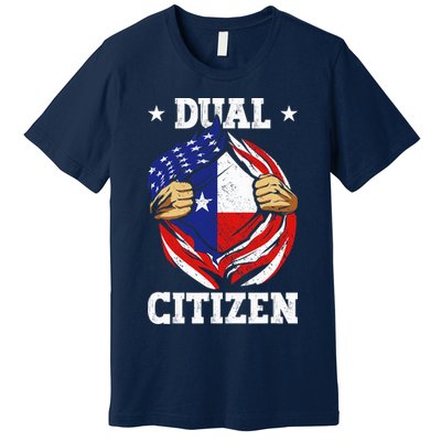 Dual Citizen Texas Pride Usa And Texas Flag Texan Premium T-Shirt