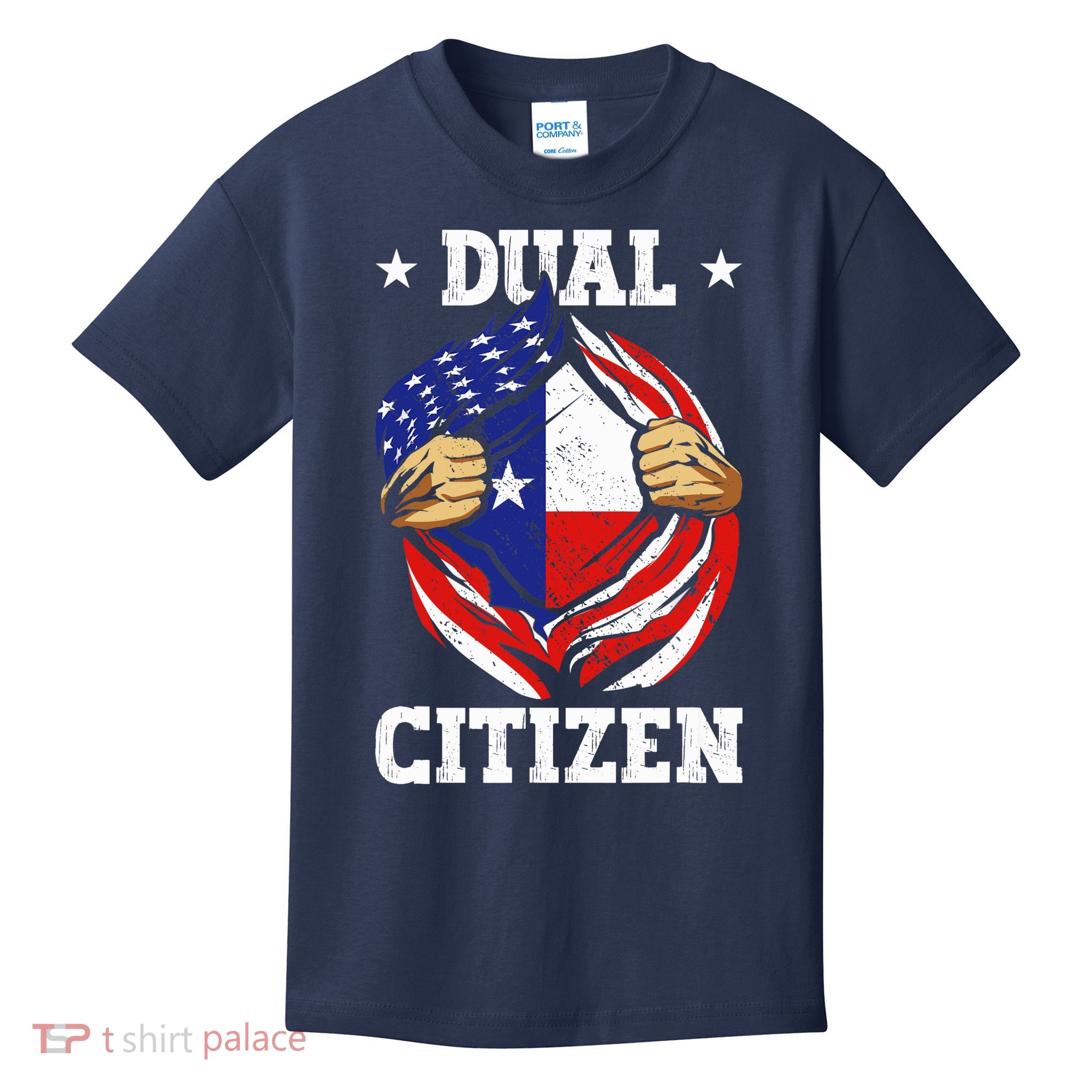 Dual Citizen Texas Pride Usa And Texas Flag Texan Kids T-Shirt