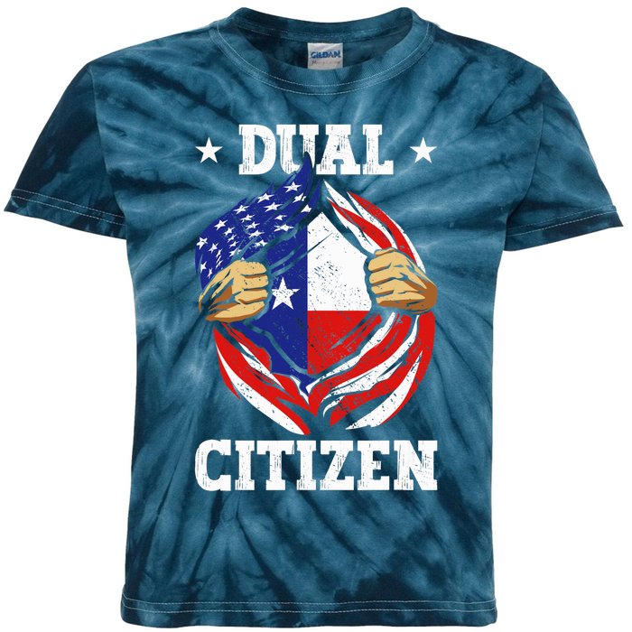 Dual Citizen Texas Pride Usa And Texas Flag Texan Kids Tie-Dye T-Shirt