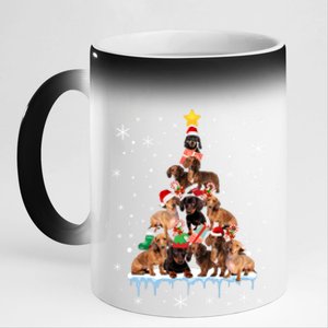 Dachshund Christmas Tree Funny Santa Reindeer Lover Meaningful Gift 11oz Black Color Changing Mug