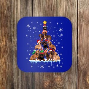 Dachshund Christmas Tree Funny Santa Reindeer Lover Meaningful Gift Coaster