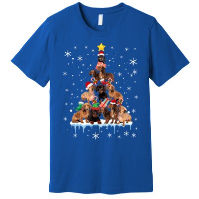 Dachshund Christmas Tree Funny Santa Reindeer Lover Meaningful Gift Premium T-Shirt