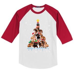 Dachshund Christmas Tree Funny Santa Reindeer Lover Meaningful Gift Kids Colorblock Raglan Jersey