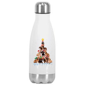 Dachshund Christmas Tree Funny Santa Reindeer Lover Meaningful Gift Stainless Steel Insulated Water Bottle