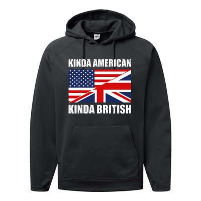 Dual Citizenship UK USA Kinda American Kinda British Performance Fleece Hoodie