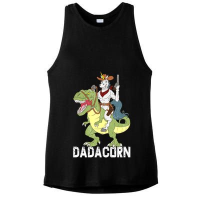 Dadacorn Cow Unicorn Dad Riding Dinosaur Trex Sheriff Gift Ladies PosiCharge Tri-Blend Wicking Tank