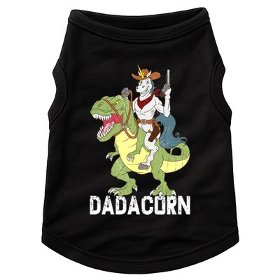 Dadacorn Cow Unicorn Dad Riding Dinosaur Trex Sheriff Gift Doggie Tank