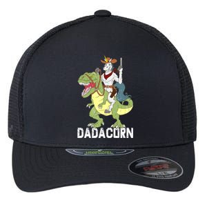 Dadacorn Cow Unicorn Dad Riding Dinosaur Trex Sheriff Gift Flexfit Unipanel Trucker Cap