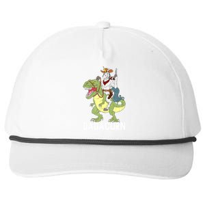 Dadacorn Cow Unicorn Dad Riding Dinosaur Trex Sheriff Gift Snapback Five-Panel Rope Hat