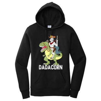 Dadacorn Cow Unicorn Dad Riding Dinosaur Trex Sheriff Gift Women's Pullover Hoodie