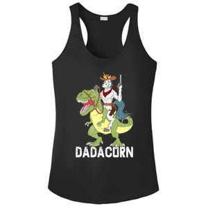 Dadacorn Cow Unicorn Dad Riding Dinosaur Trex Sheriff Gift Ladies PosiCharge Competitor Racerback Tank