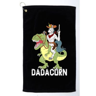 Dadacorn Cow Unicorn Dad Riding Dinosaur Trex Sheriff Gift Golf Towel