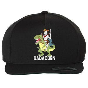 Dadacorn Cow Unicorn Dad Riding Dinosaur Trex Sheriff Gift Wool Snapback Cap