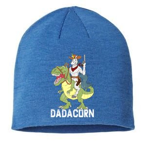 Dadacorn Cow Unicorn Dad Riding Dinosaur Trex Sheriff Gift Sustainable Beanie