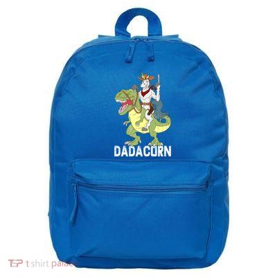 Dadacorn Cow Unicorn Dad Riding Dinosaur Trex Sheriff Gift 16 in Basic Backpack
