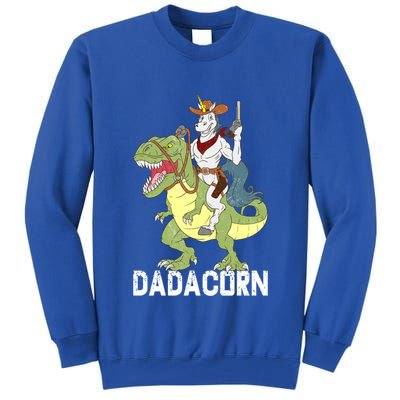 Dadacorn Cow Unicorn Dad Riding Dinosaur Trex Sheriff Gift Tall Sweatshirt